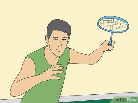 Proper badminton stance demonstration